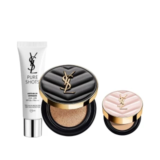 【YSL】官方直營 恆久輕盈底妝組(全新皮革氣墊12g +防曬凝露)