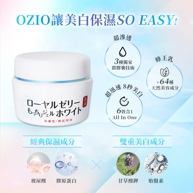 【OZIO 歐姬兒】蜂王乳QQ潤白凝露-75g/3入(美白淡斑All In One凝露)