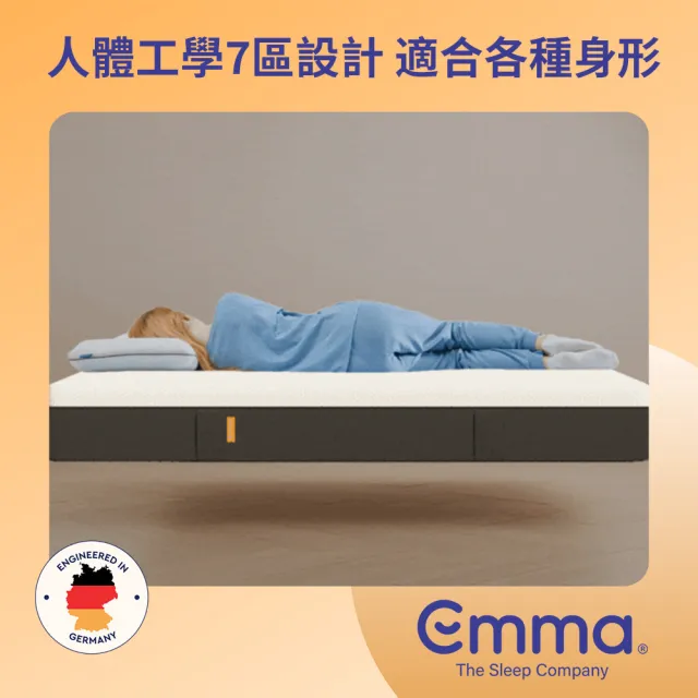 【德國Emma】Lite獨立筒床墊 +經典記憶枕 贈保潔墊 標準雙人(100天試睡 高CP值記憶棉獨立筒床墊)