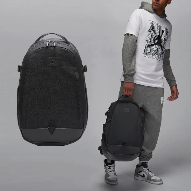 NIKE 耐吉NIKE 耐吉 後背包 Jordan CORDURA Backpack 黑 灰 抗撕裂 15吋 筆電包 雙肩包 背包(JD2433004AD-001)