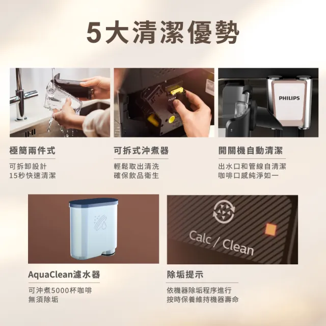 【Philips 飛利浦】LatteGo 雙溫萃取全自動義式咖啡機 香檳金(EP3347/84)