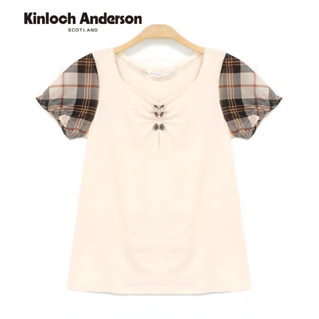 Kinloch Anderson 五角領格紋拼接棉質短T 金安德森女裝(KA0655302)