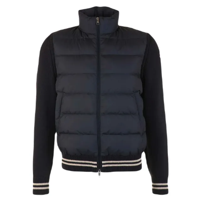 【MONCLER】秋冬新款 男款 左臂品牌LOGO 羽絨拼接外套-深藍色(2號USA-M、3號USA-L、4號USA-XL)