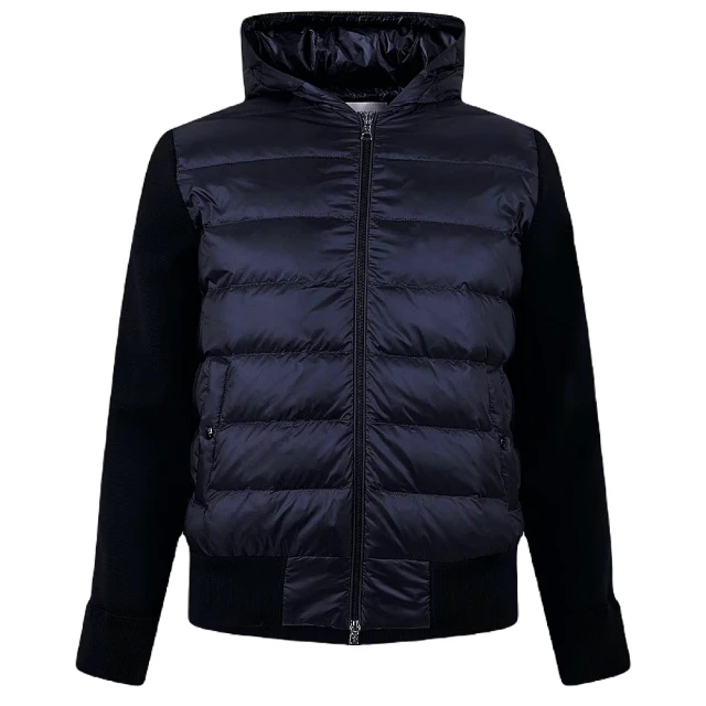 MONCLER 秋冬新款 男款 羽絨羊毛拼接連帽外套-深藍色(2號USA-M、3號USA-L、4號USA-XL)