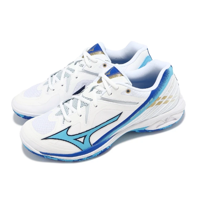 MIZUNO 美津濃 羽球鞋 Wave Claw 3 男鞋 女鞋 寬楦 白 藍 止滑 室內運動 運動鞋 美津濃(71GA2443-02)