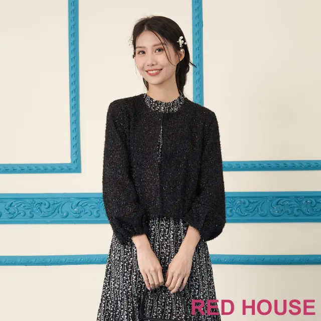 【RED HOUSE 蕾赫斯】閃亮銀蔥短版外套(黑色)