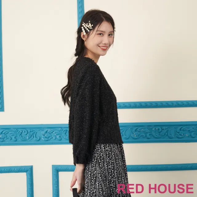 【RED HOUSE 蕾赫斯】閃亮銀蔥短版外套(黑色)