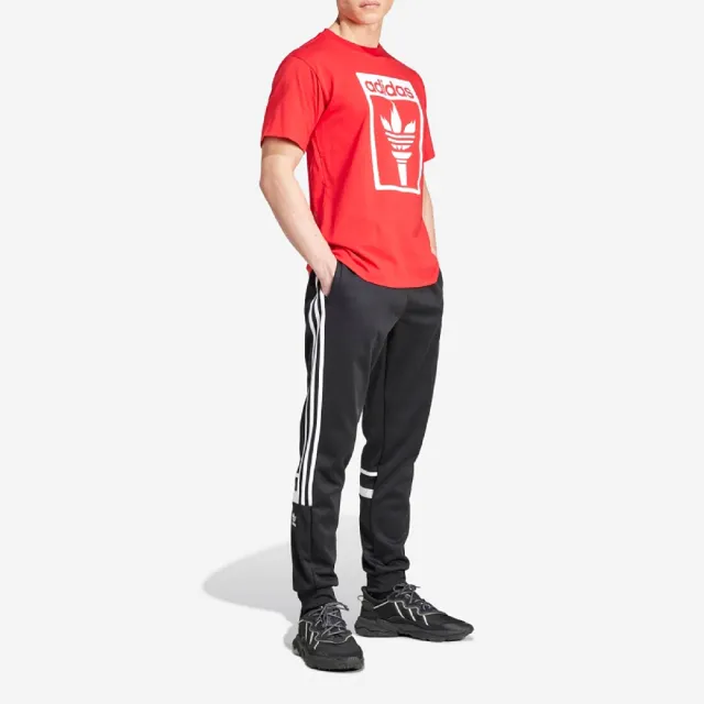 【adidas 愛迪達】短袖 TREFOIL Tee 男款 紅 白 三葉草 短T 愛迪達(JJ1219)