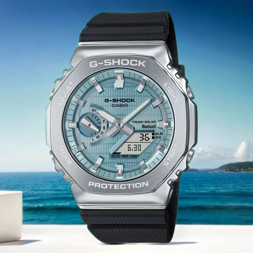 【CASIO 卡西歐】G-SHOCK 八角太陽能藍芽手錶 開學(GBM-2100A-1A2)