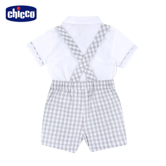 【Chicco】24SS-SB 小小機長-短袖襯衫+灰格短褲套裝