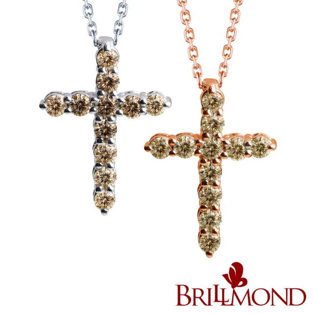 【BRILLMOND JEWELRY】40分 925銀台 十字架鑽墜雙色選(天然彩鑽 925銀台)