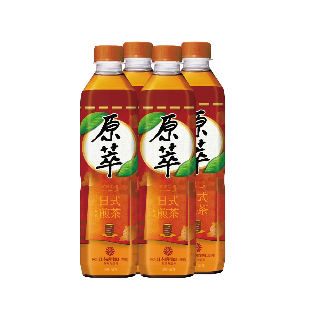 【原萃】日式焙香煎茶寶特瓶580ml 4入/組(無糖)