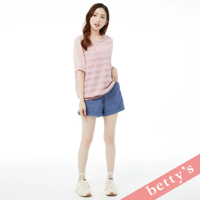 【betty’s 貝蒂思】蕾絲雪紡小立領短袖上衣(粉色)