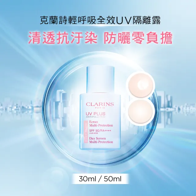 【CLARINS 克蘭詩】輕呼吸全效UV隔離露30ML(SPF50防曬隔離 透明色/BABY粉色)