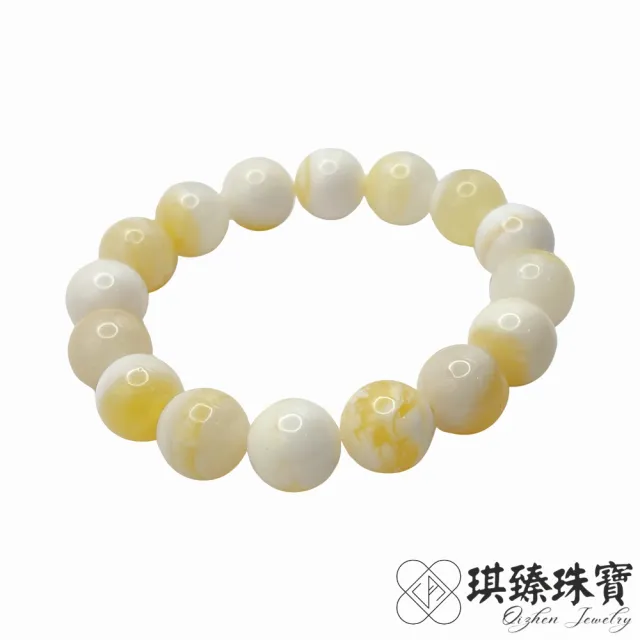 【琪臻珠寶】天然硨磲12mm圓珠手串手珠(開運平安_隨機出貨_原礦玉化帶貝殼紋_雙十獻禮)