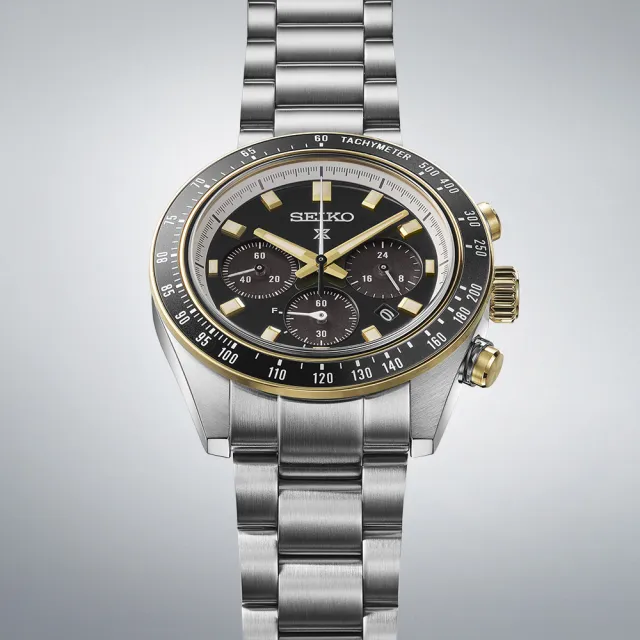【SEIKO 精工】PROSPEX SPEEDTIMER 極速熊貓太陽能三眼計時男錶-黑x銀/41.4mm(SSC941P1/V192-0AH0G)