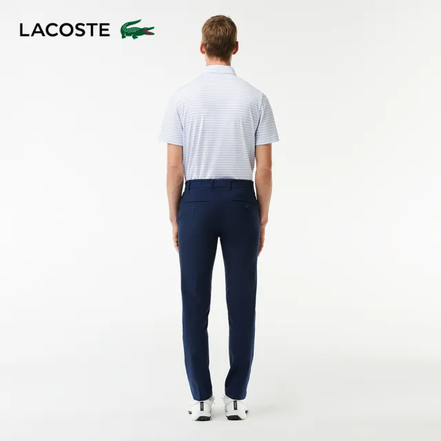 【LACOSTE】男裝-修身吸水斜紋布高爾夫球褲(海軍藍)