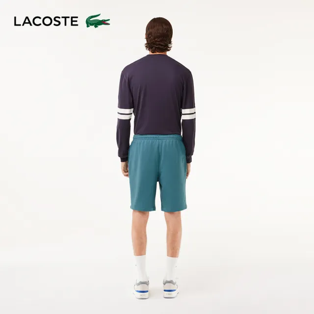 【LACOSTE】男裝-常規版型Lacoste印花慢跑短褲(藍綠色)