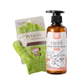 【毛起來】草本養護 癢癢退散寵物洗毛精貓貓專用220ml+3倍泡泡沐浴手套(貓洗毛精 貓沐浴乳)