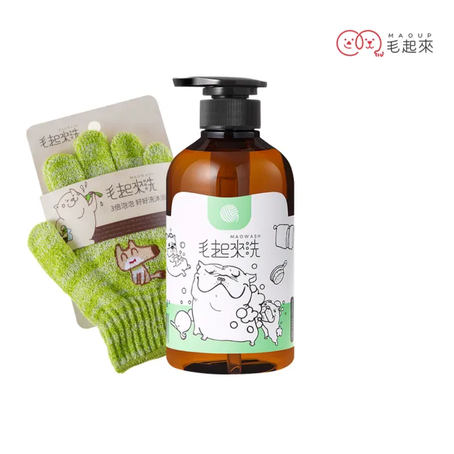 【毛起來】草本養護 癢癢退散寵物洗毛精汪汪專用500ml+3倍泡泡沐浴手套