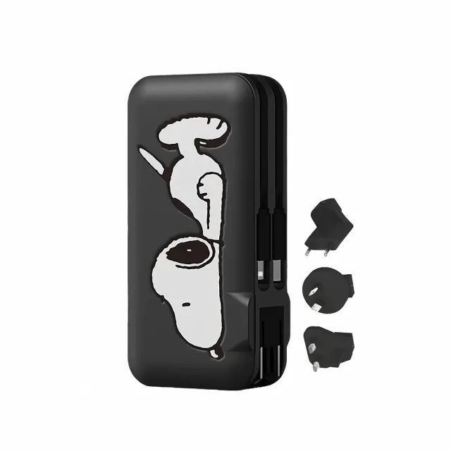 【SNOOPY 史努比】PSN-136 12000mAh  萬國充自帶線行動電源(附萬國插頭組/CL雙線)