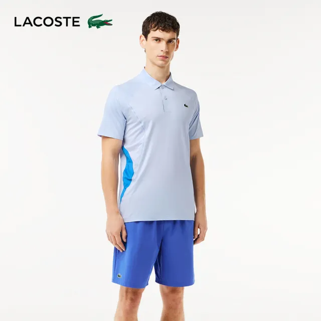 【LACOSTE】男裝-Lacoste Tennis x Novak Djokovic 快乾短袖Polo衫(紫藍色)