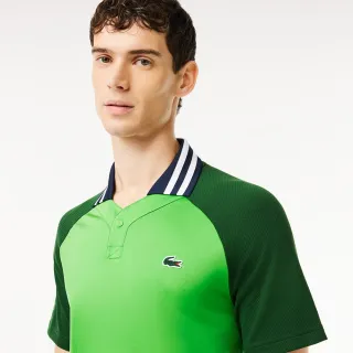 【LACOSTE】男裝-Lacoste x Daniil Medvedev 超乾網球短袖Polo衫(綠色)