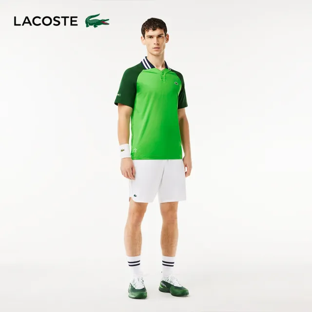 【LACOSTE】男裝-Lacoste x Daniil Medvedev 超乾網球短袖Polo衫(綠色)