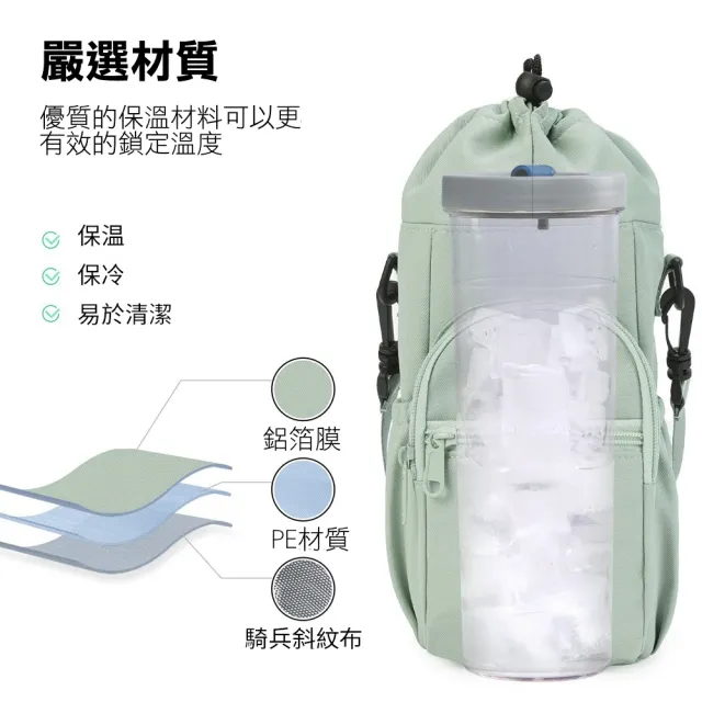 【GER 泰】買一送一 可斜背鋁箔保溫水壺飲料杯袋(飲料提袋 水壺提袋 保溫水瓶袋)