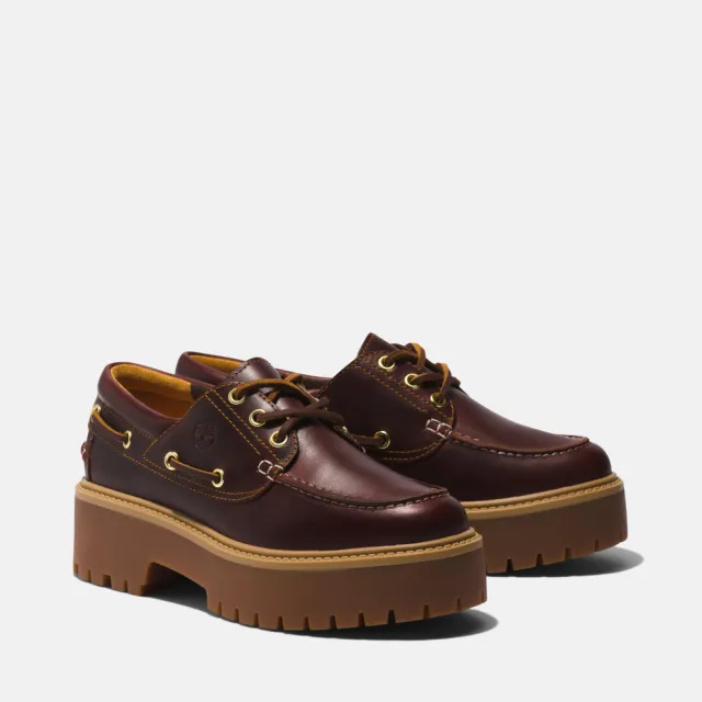 【Timberland】女款酒紅色 Stone Street 三孔帆船鞋(A2QDMD57)