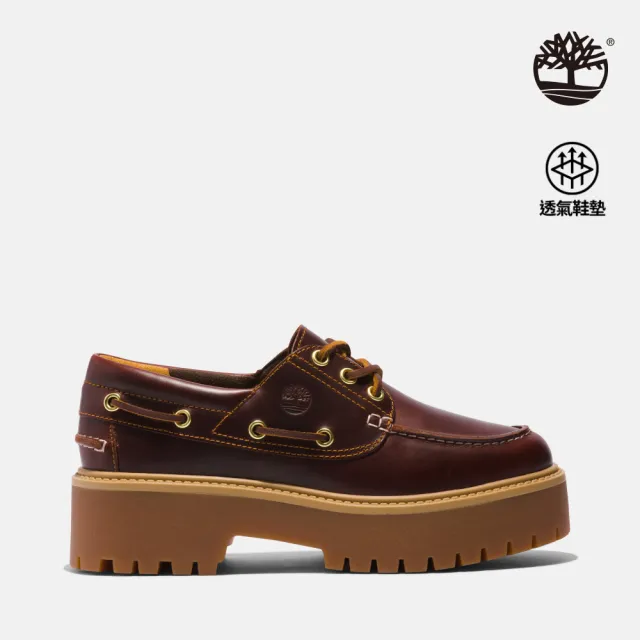 【Timberland】女款酒紅色 Stone Street 三孔帆船鞋(A2QDMD57)