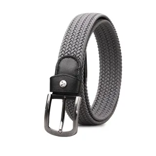 【VOVA 沃汎】休閒型男 牛皮編織灰色穿針皮帶(VA011-00842) 送禮推薦