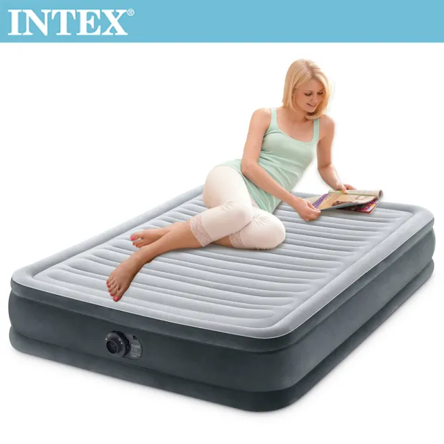 【INTEX】豪華型橫條內建電動幫浦充氣床-雙人137cm(67767ED)
