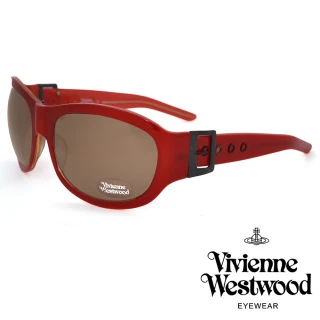 【Vivienne Westwood】個性環扣圓框太陽眼鏡(酒紅 VW53703)