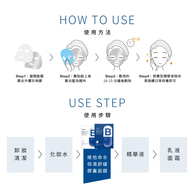 【DR.WU 達爾膚】維他命B保濕舒緩膠囊面膜4片