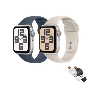 無線充電器組【Apple】Apple Watch SE2 2023 GPS 44mm(鋁金屬錶殼搭配運動型錶帶)