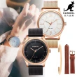 【KANGOL】買一送一。買錶送品牌洗顏慕斯│英國袋鼠 時尚米蘭腕錶+可調手環/真皮錶帶禮盒組(多款任選)