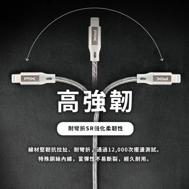 【PX 大通-】iPhoneMFi認證25公分兩年保固灰色UCL-0.25G蘋果手機線平板PD充電線(TypeC USB-C Lightning)