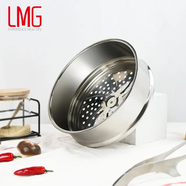 【LMG】日式錘紋雪平鍋+蒸籠組合18cm含蓋-IH爐可用鍋(不沾鍋 適用各種爐具)