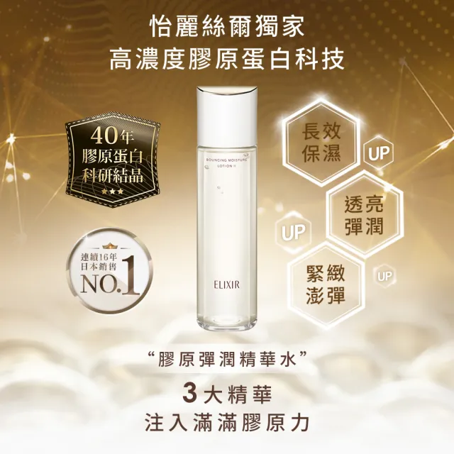 【ELIXIR 怡麗絲爾】膠原彈潤精華水 170ml(水潤體驗組)