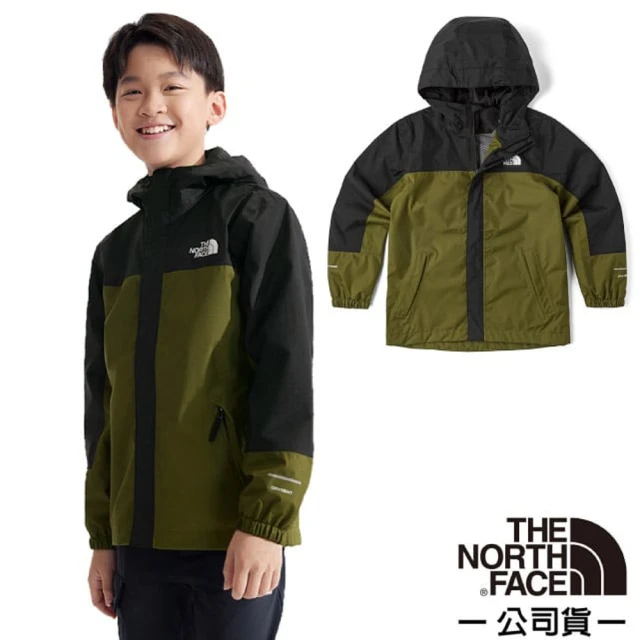 The North Face 童/女 輕量防水透氣連帽休閒外套.防風夾克.機能性風衣.風雨衣(8A48-PIB 橄欖綠)