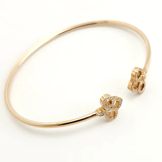 【Tiffany&Co. 蒂芙尼】18K玫瑰金-鑲鑽鳶尾花線圈手環手鐲(展示品)