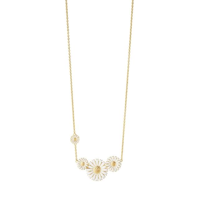 【Georg Jensen 喬治傑生】DAISY 項鍊 - 線上獨家款(18K黃金電鍍純銀 白瓷琺瑯 項鍊)