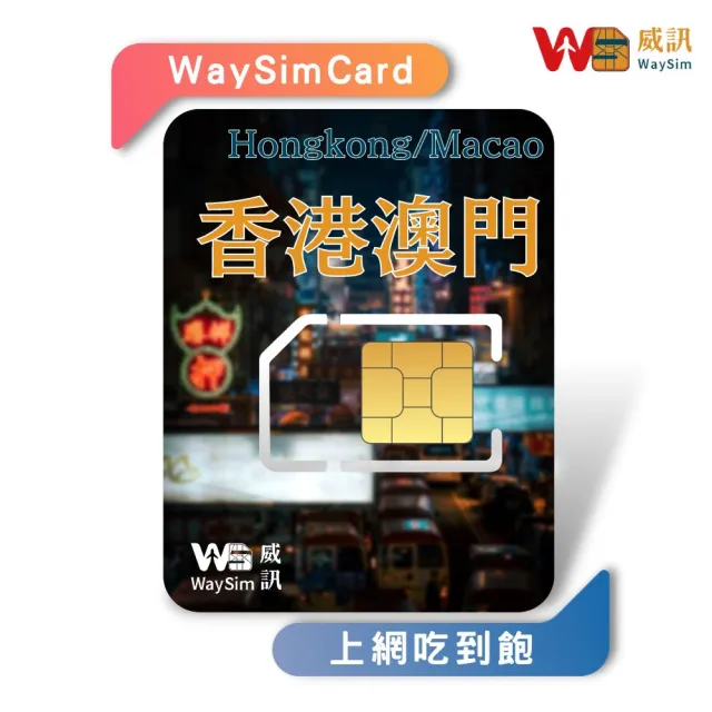 【威訊WaySim】香港/澳門 4G高速 吃到飽網卡 3天(旅遊網卡 出國網卡 吃到飽網卡 高速上網卡)