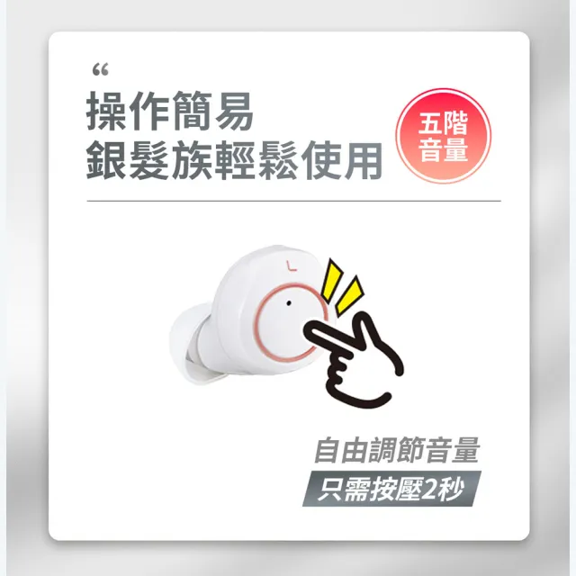 【Mimitakara 耳寶】隱密耳內型高效降噪輔聽器 6SC2HA 白色(充電式設計 簡易調節音量 降噪功能加強)