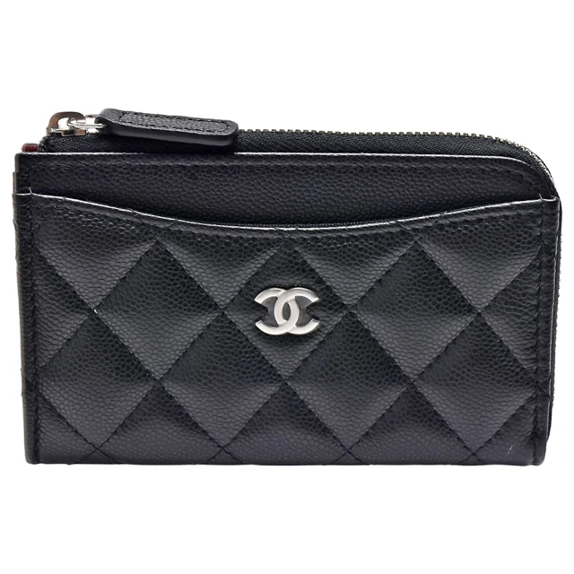 CHANEL 香奈兒 經典雙C金色Logo菱格紋單層零錢袋卡