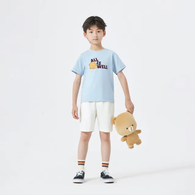 【GIORDANO 佐丹奴】童裝短袖印花上衣 Milkmochabear聯名系列(07 天藍色)