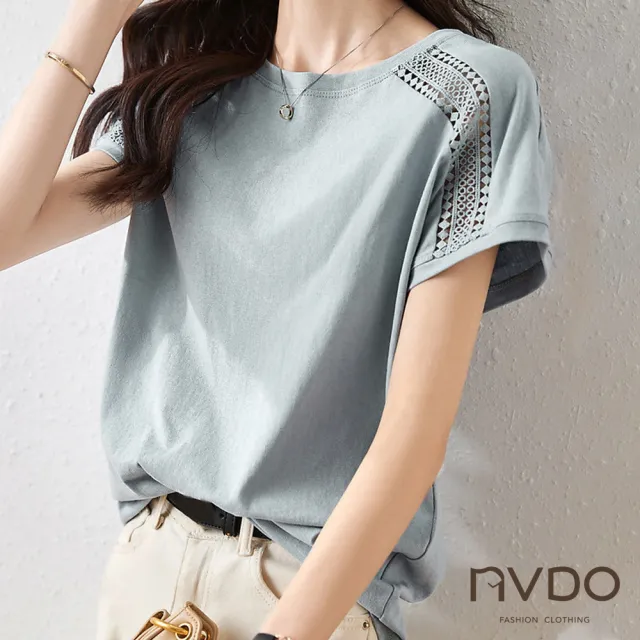 【NVDO】多款舒適涼爽氣質短袖T恤上衣(棉麻上衣/冰絲上衣)