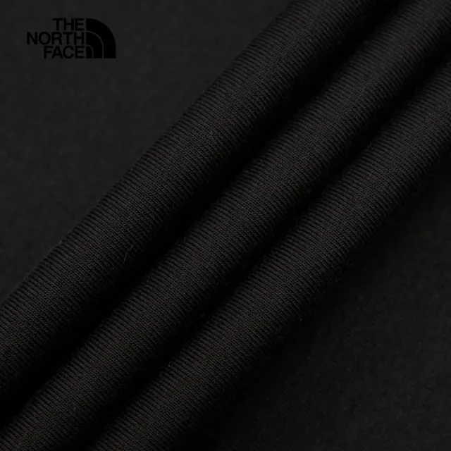 【The North Face】北面女款黑色吸濕排汗品牌LOGO長袖T恤｜8AKUJK3