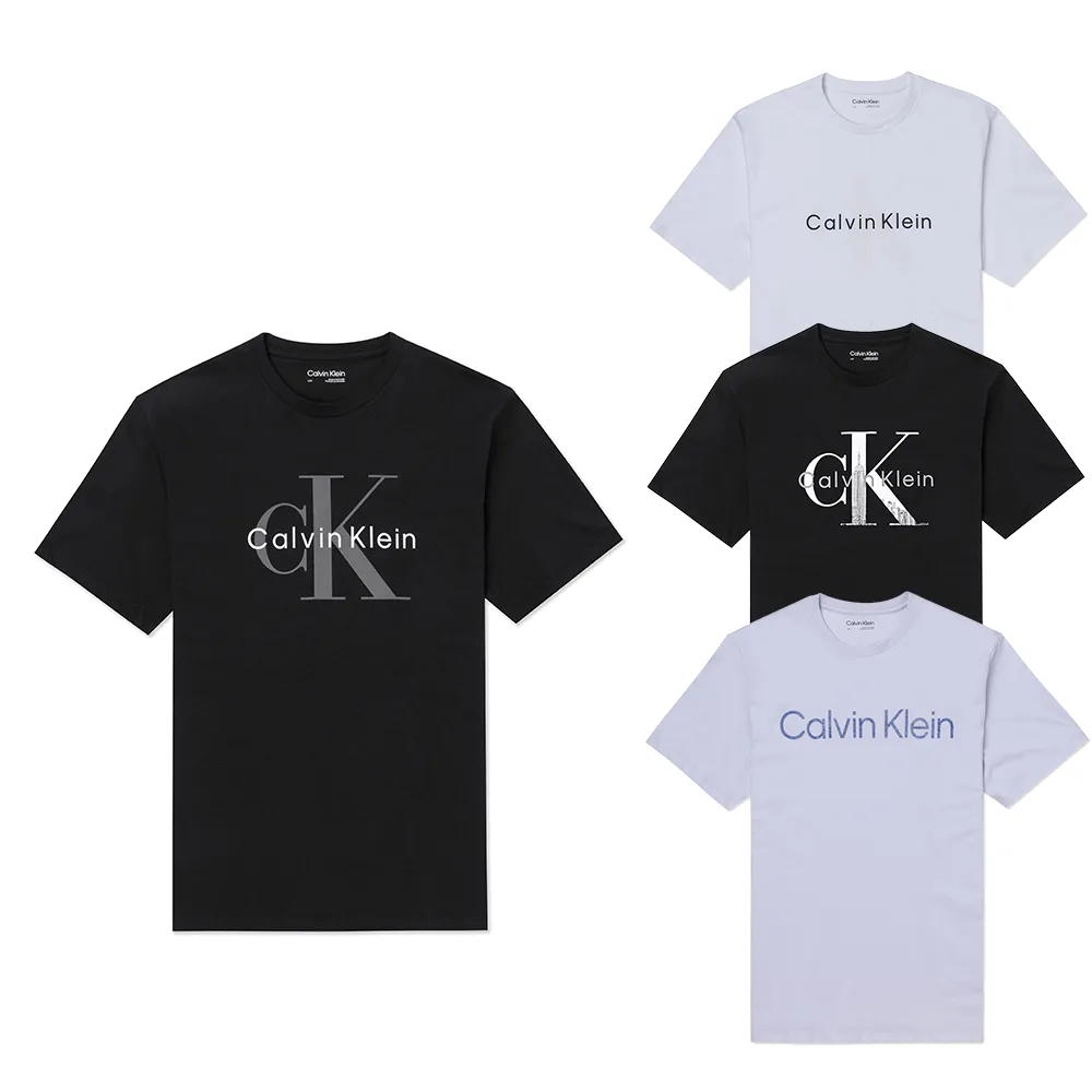 【Calvin Klein 凱文克萊】CK 經典刺繡文字圖案短袖T恤 上衣-多色組合(平輸品/舒適經典/春夏必備)